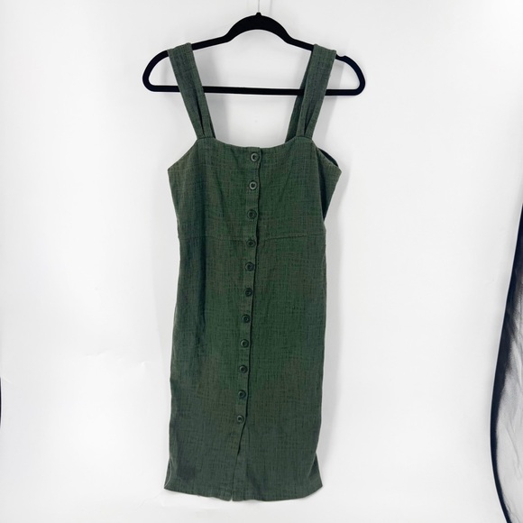 ✅ MADEWELL Texture & Thread Button-Front Tank Dress SIZE SMALL GREEN - Picture 2 of 7